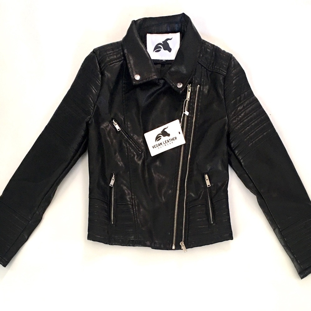 NWT- VEGAN LEATHER JACKET